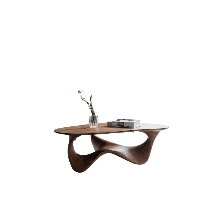 Sustainable Living Design - โต๊ะกาแฟไม้เนื้อแข็งทันสมัย ทนทาน ผลิตด้วยมือ พร้อมดีไซน์ที่ยั่งยืนและฐานไม้ธรรมชาติสำหรับตกแต่งห้องนั่งเล่น